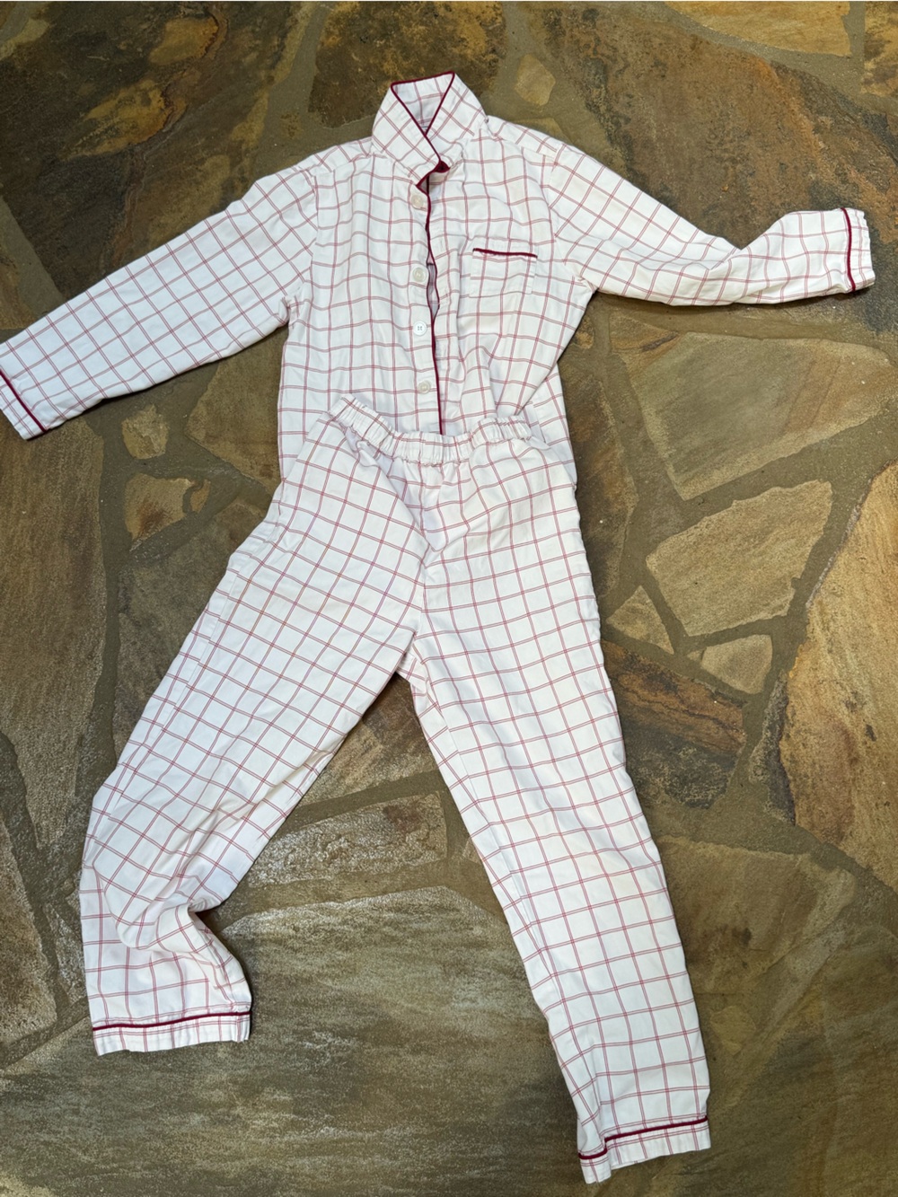 Petite Plume Boys Red White Windowpane Pajama Set Size 10